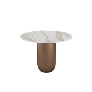 Popsicle Round Dining Table - Modern Elegance in Calcutta Gold Marble