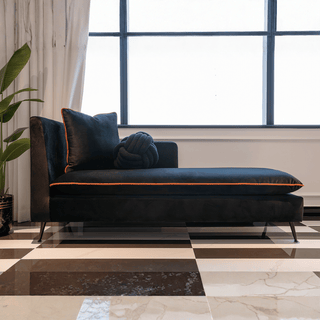 Black Tie Chaise and Cushion - Stylish Comfort for Your Home