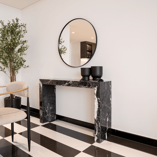 Black Tie Console Table - Luxurious Black Marble Accent