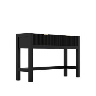 Black Tie Console Table with Brass Handles - Elegant Bedroom Accent
