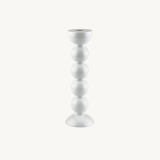 Tall Bobbin Candlestick – White Lacquered