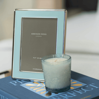 Powder Blue Enamel Frame – Silver Edge Photo Frame