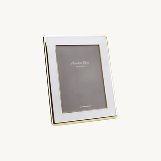 White Enamel Photo Frame 5 x 7 Inches – Gold Curved Edge